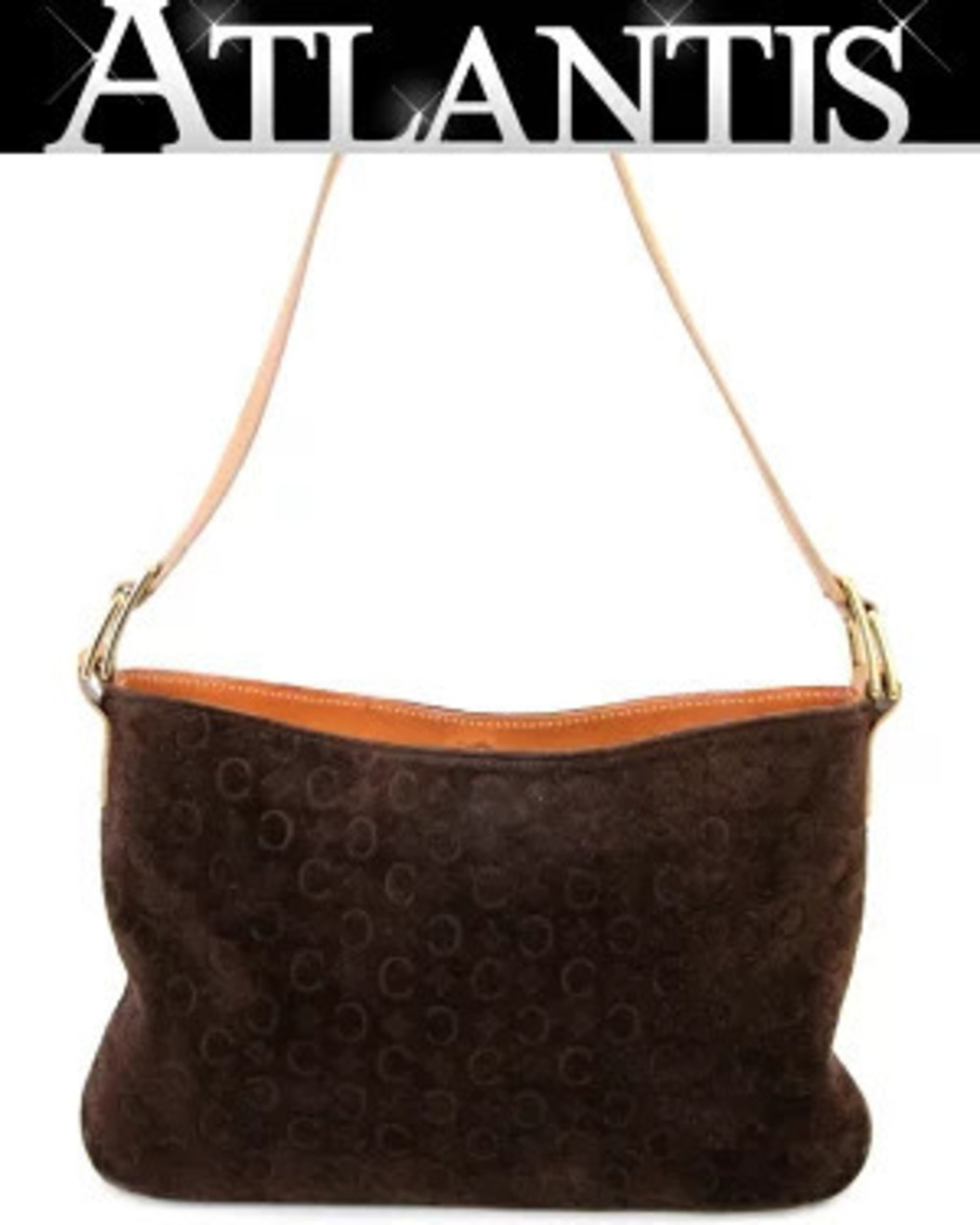 Celine C Macadam Shoulder Bag Suede x Leather Brown